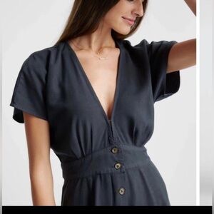 QUINCE washed black tencel button down dress